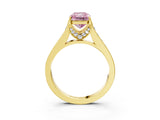 Yellow gold Fancy Pink Radiant  Brilliant Cut Diamond Engagement Ring with Pavé Band and Four-Prong Setting_52