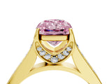 Yellow gold Fancy Pink Radiant  Brilliant Cut Diamond Engagement Ring with Pavé Band and Four-Prong Setting_53