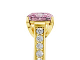 Yellow gold Fancy Pink Radiant  Brilliant Cut Diamond Engagement Ring with Pavé Band and Four-Prong Setting_54