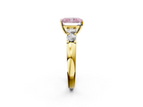 Yellow gold Fancy Pink Radiant  Brilliant Cut Diamond Five-Stone Prong Set Engagement Ring with Channel Band_5
