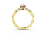 Yellow gold Fancy Pink Radiant  Brilliant Cut Diamond Five-Stone Prong Set Engagement Ring with Channel Band_6