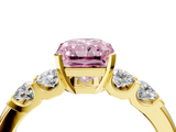 Yellow gold Fancy Pink Radiant  Brilliant Cut Diamond Five-Stone Prong Set Engagement Ring with Channel Band_7
