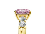 Yellow gold Fancy Pink Radiant  Brilliant Cut Diamond Five-Stone Prong Set Engagement Ring with Channel Band_8