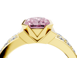 Yellow gold Fancy Pink Radiant  Brilliant Diamond Channel Set Wide Band Ring with Bezel Setting_24