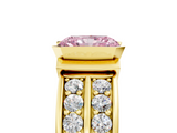 Yellow gold Fancy Pink Radiant  Brilliant Diamond Channel Set Wide Band Ring with Bezel Setting_25