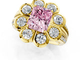 Yellow gold Fancy Pink Radiant  Brilliant Flower Halo Diamond Split Shank Ring_58
