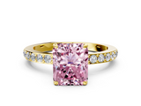 Yellow gold Fancy Pink Radiant  Brilliant Pavé Band Solitaire with Four-Prong Setting_41