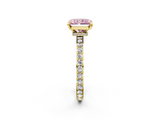 Yellow gold Fancy Pink Radiant  Brilliant Pavé Band Solitaire with Four-Prong Setting_43