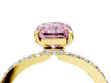 Yellow gold Fancy Pink Radiant  Brilliant Pavé Band Solitaire with Four-Prong Setting_45
