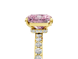 Yellow gold Fancy Pink Radiant  Brilliant Pavé Band Solitaire with Four-Prong Setting_46