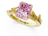 Yellow gold Fancy Pink Radiant  Brilliant Solitaire with Leaf Motif Band and Four-Prong Setting_63