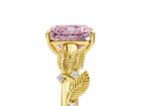 Yellow gold Fancy Pink Radiant  Brilliant Solitaire with Leaf Motif Band and Four-Prong Setting_67