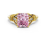 Yellow gold Fancy Pink Radiant  Brilliant Solitaire with Pave Band and Four-Prong Setting_20