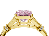 Yellow gold Fancy Pink Radiant  Brilliant Solitaire with Pave Band and Four-Prong Setting_24
