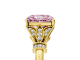 Yellow gold Fancy Pink Radiant  Brilliant Solitaire with Pave Band and Four-Prong Setting_25