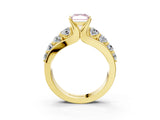 Yellow gold Fancy Pink Radiant  Brilliant Solitaire with Side Stones on a Pave Band and Four-Prong Setting_27