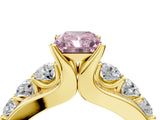 Yellow gold Fancy Pink Radiant  Brilliant Solitaire with Side Stones on a Pave Band and Four-Prong Setting_28