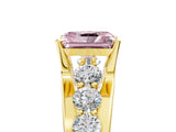 Yellow gold Fancy Pink Radiant  Brilliant Solitaire with Side Stones on a Pave Band and Four-Prong Setting_29