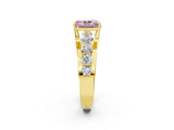 Yellow gold Fancy Pink Radiant  Brilliant Solitaire with Side Stones on a Pave Band and Four-Prong Setting_35