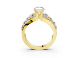 Yellow gold Fancy Pink Radiant  Brilliant Solitaire with Side Stones on a Pave Band and Four-Prong Setting_36