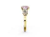 Yellow gold Fancy Pink Radiant  Cluster Diamond Engagement Ring with Pavé Band and Four-Prong Setting_65
