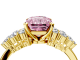 Yellow gold Fancy Pink Radiant  Cluster Diamond Engagement Ring with Pavé Band and Four-Prong Setting_67