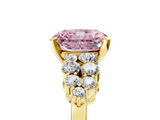 Yellow gold Fancy Pink Radiant  Cluster Diamond Engagement Ring with Pavé Band and Four-Prong Setting_68
