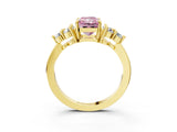 Yellow gold Fancy Pink Radiant Cut Brilliant Diamond Cluster Accent Solitaire Ring with Prong Setting_3