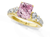 Yellow gold Fancy Pink Radiant Cut Brilliant Diamond Pavé Band with Six-Prong Setting_13
