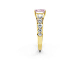 Yellow gold Fancy Pink Radiant Cut Brilliant Diamond Pavé Band with Six-Prong Setting_14