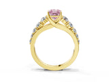 Yellow gold Fancy Pink Radiant Cut Brilliant Diamond Pavé Band with Six-Prong Setting_15