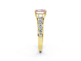 Yellow gold Fancy Pink Radiant Cut Brilliant Diamond Pavé Band with Six-Prong Setting_2
