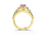 Yellow gold Fancy Pink Radiant Cut Brilliant Diamond Pavé Band with Six-Prong Setting_3