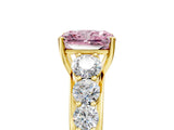 Yellow gold Fancy Pink Radiant Cut Brilliant Diamond Pavé Band with Six-Prong Setting_5