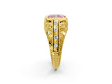Yellow gold Fancy Pink Radiant Cut Brilliant Milgrain Filigree Diamond Ring with Square Prong Setting_2