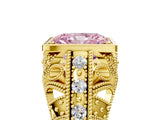Yellow gold Fancy Pink Radiant Cut Brilliant Milgrain Filigree Diamond Ring with Square Prong Setting_5