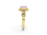 Yellow gold Fancy Pink Radiant Cut Brilliant Milgrain Pave Heart Band Solitaire Ring_2