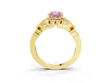 Yellow gold Fancy Pink Radiant Cut Brilliant Milgrain Pave Heart Band Solitaire Ring_3