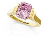 Yellow gold Fancy Pink Radiant Cut Brilliant Solitaire Diamond Ring with Channel Set Band and Bar Prong Setting_1