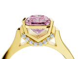 Yellow gold Fancy Pink Radiant Cut Brilliant Solitaire Diamond Ring with Channel Set Band and Bar Prong Setting_4