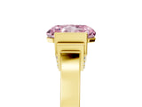 Yellow gold Fancy Pink Radiant Cut Brilliant Solitaire Diamond Ring with Channel Set Band and Bar Prong Setting_5