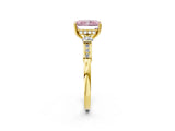 Yellow gold Fancy Pink Radiant Cut Brilliant Three-Stone Pave Band with Four-Prong Setting_2