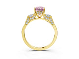 Yellow gold Fancy Pink Radiant Cut Brilliant Three-Stone Pave Band with Four-Prong Setting_3
