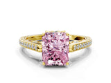 Yellow gold Fancy Pink Radiant  Cut Cathedral Pave Diamond Engagement Ring with Six-Prong Setting_32