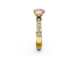 Yellow gold Fancy Pink Radiant  Cut Channel Set Diamond Engagement Ring with Four-Prong Setting_205