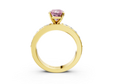 Yellow gold Fancy Pink Radiant  Cut Channel Set Diamond Engagement Ring with Four-Prong Setting_206