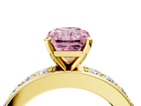 Yellow gold Fancy Pink Radiant  Cut Channel Set Diamond Engagement Ring with Four-Prong Setting_207