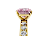 Yellow gold Fancy Pink Radiant  Cut Channel Set Diamond Engagement Ring with Four-Prong Setting_208