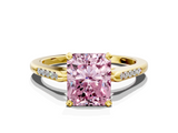 Yellow gold Fancy Pink Radiant  Cut Channel Set Solitaire Engagement Ring with Four-Prong Setting_223