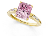 Yellow gold Fancy Pink Radiant  Cut Channel Set Solitaire Engagement Ring with Four-Prong Setting_224